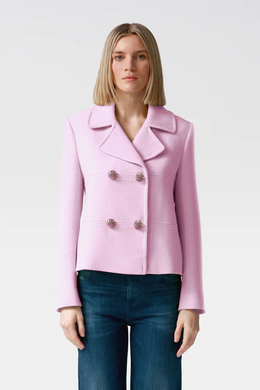 Fleur Double-Breasted Wool Jacket in Lime - My Store 2