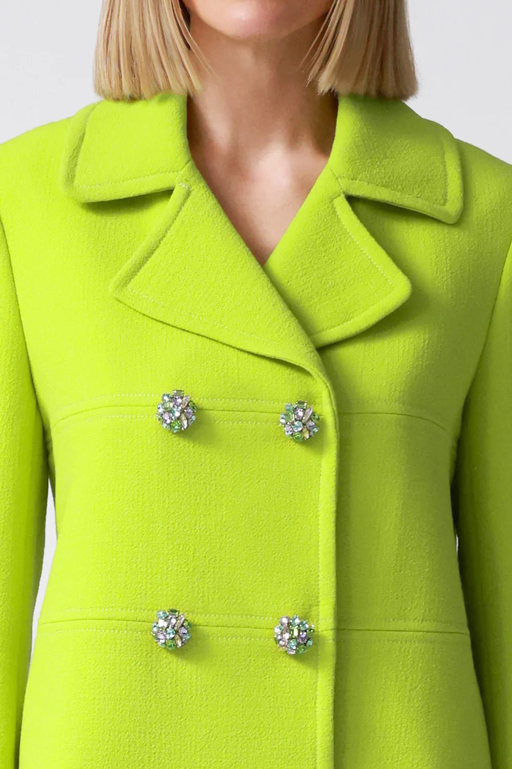 Fleur Double-Breasted Wool Jacket in Lime - My Store 2