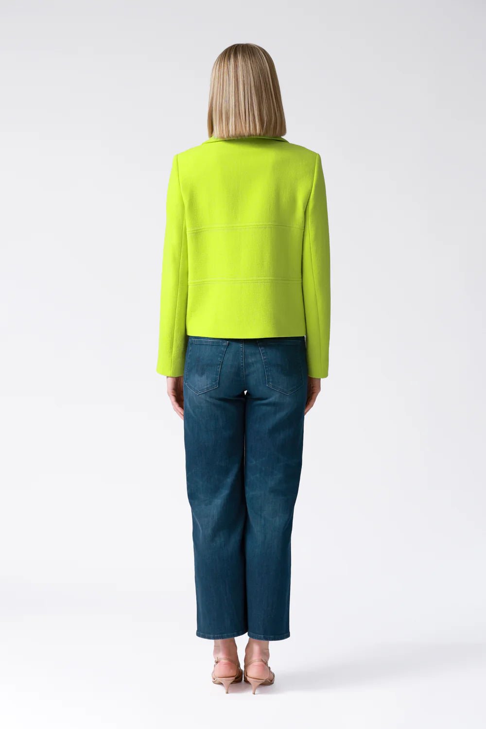 Fleur Double-Breasted Wool Jacket in Lime - My Store 2