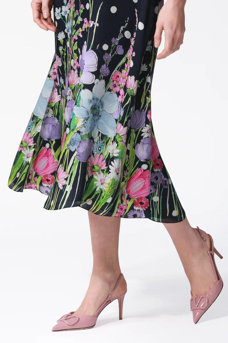 Liliana Floral Print Silk Satin Dress - My Store 2