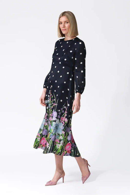 Liliana Floral Print Silk Satin Dress - My Store 2
