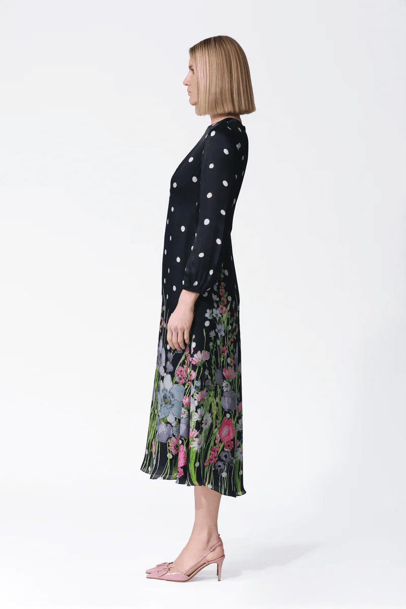 Liliana Floral Print Silk Satin Dress - My Store 2