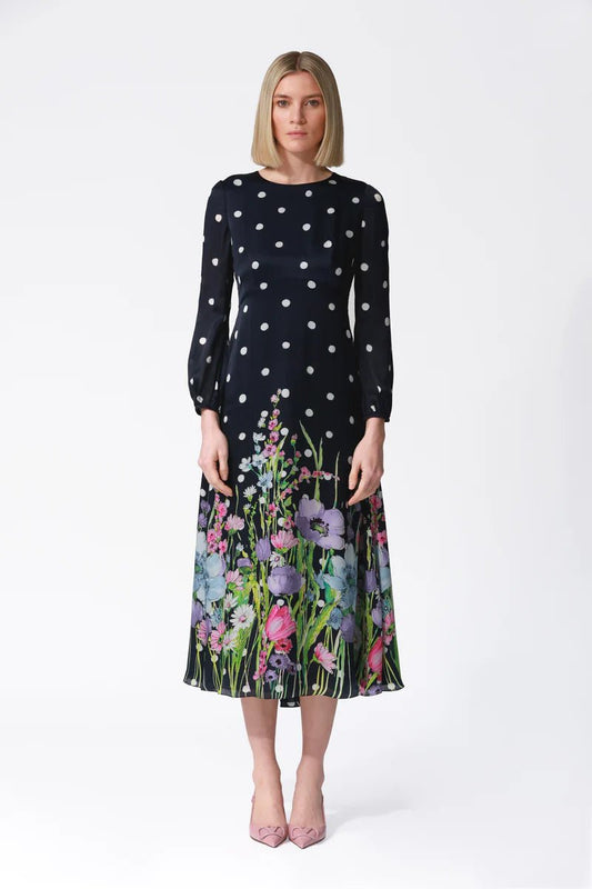 Liliana Floral Print Silk Satin Dress - My Store 2